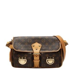 Louis Vuitton Monogram Hudson Crossbody Shoulder Bag Brown Leather